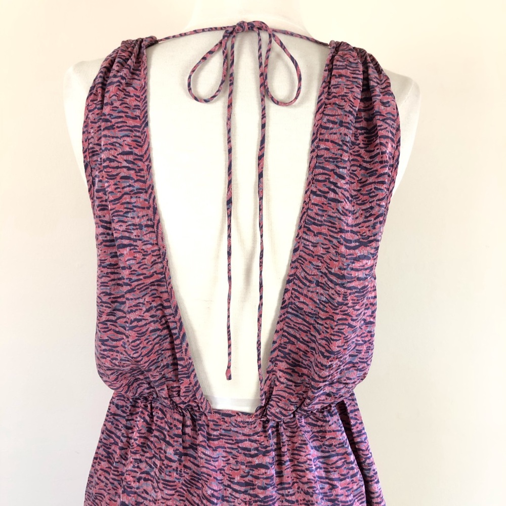 designer silk mini dress open side bust open back sheath dress abstract print - Picture 4 of 11
